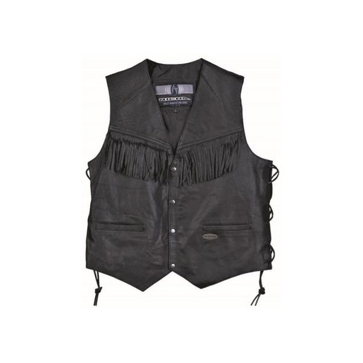 Gilet with laces and fringes