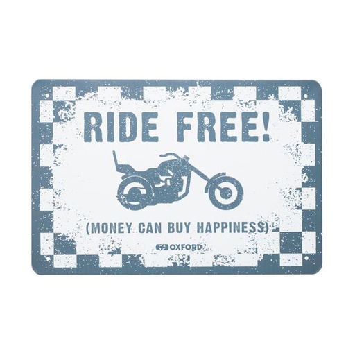 [OX382] Garage Metal Sign - Ride Free 20x30cm